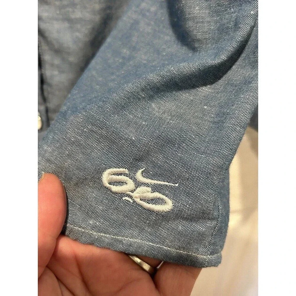 Nike 6.0 Women's Size‎ Large Blue Button Up Shirt Organic Cotton Linen Blend - Picture 2 of 8